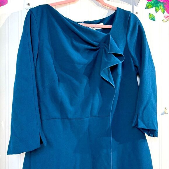 THE FOLD Islington Dress Dark Teal Sculpt
Stretch Crepe Elegant Dress SZ 12 - Picture 4 of 9